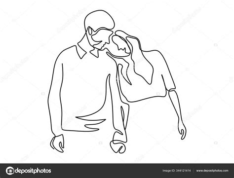 Dessin en continu. Couple romantique. Lovers thème concept ...