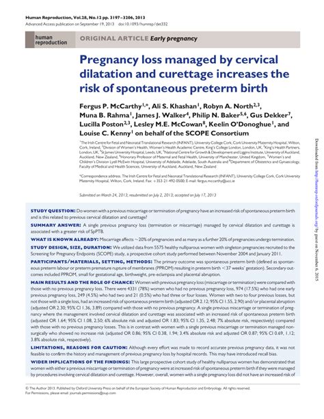 Pdf Pregnancy Loss Managed By Cervical Dilatation And Curettage