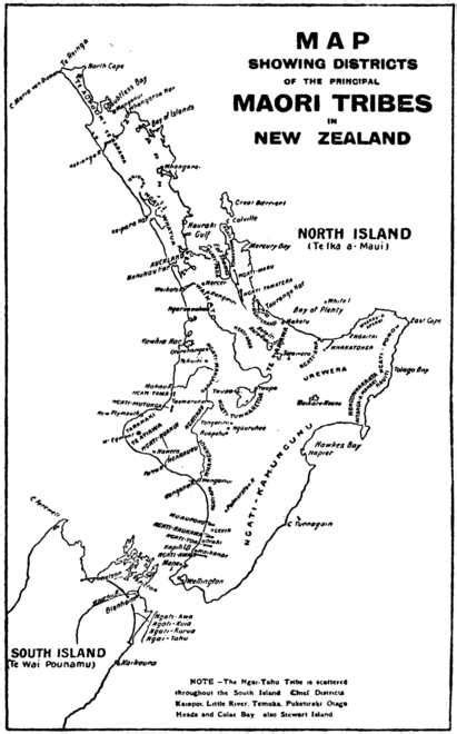Map Showing Districts Of The Principal Maori Tribes In New Zealand Te