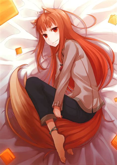 free download hd wallpaper holo red eyes anime girls long hair spice and wolf wallpaper