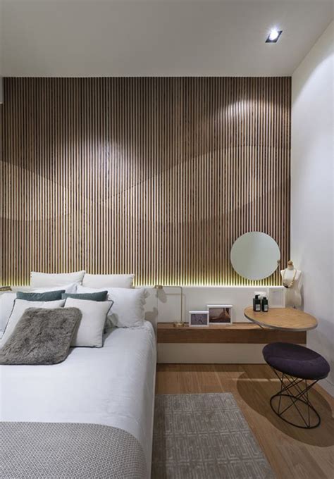 modern  creative bedroom design featuring wooden panel wall homemydesign