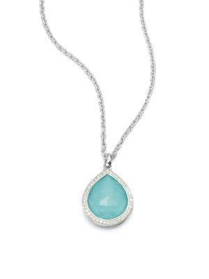 Ippolita Turquoise Doublet Diamond Pendant Necklace In Silver Blue