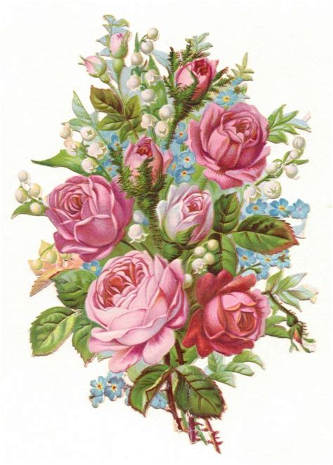 Victorian Scrap — Bouquet Of Roses 736×1031 Flower Printable
