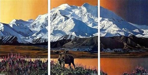Alaska Artist Byron Birdsall The High And The Mighty Tryptic