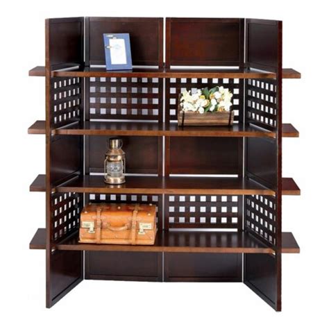 Ore International 5875 Wood 4 Panel Screenroom Divider Book Shelf In