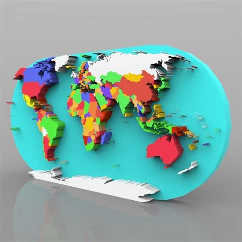 World Map In 3ds And Obj Format 3d Model Cgtrader