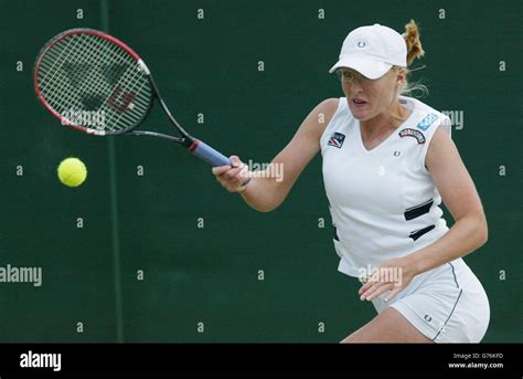 Britains Rising Tennis Star Elena Baltacha In Action Against Elena Likhovtseva Of Russia In The