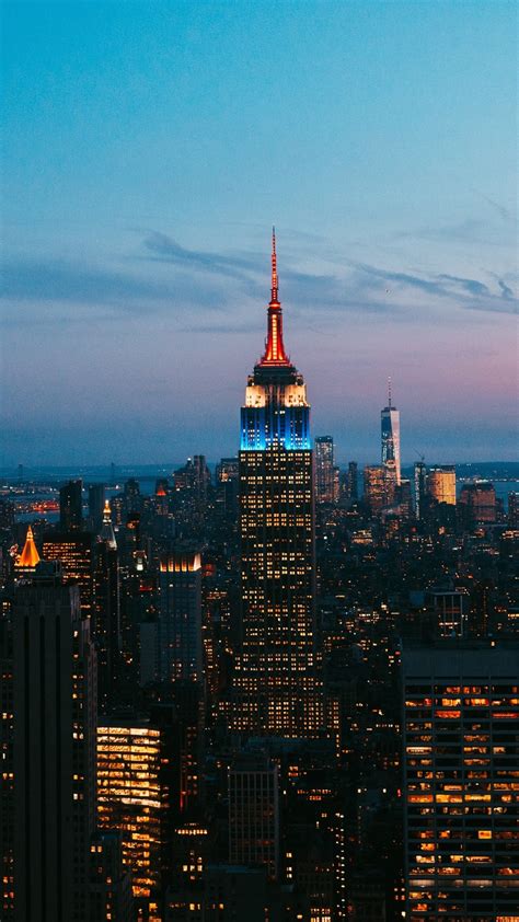 nueva york rascacielos noche de la ciudad luces estados unidos 1080x1920 iphone 8 7 6 6s