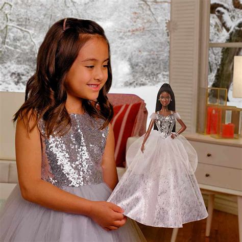 2021 Holiday Barbie Doll Brunette Braids Mattel Creations