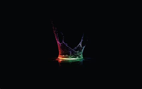 Abstract Multicolor Drop Black Background Splashes Over