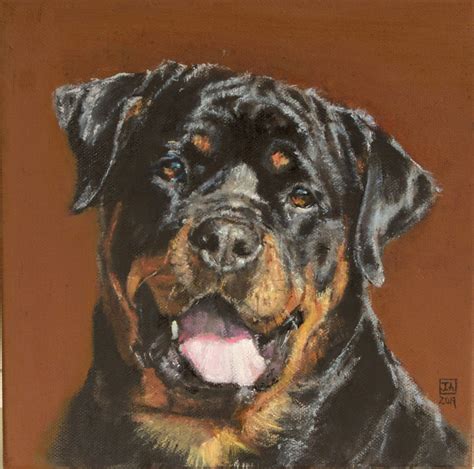 Rottweiler Dog Oil Painting On Canvas Realistic Dog Wall Art Etsy