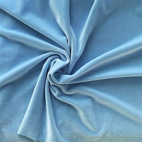 Light Blue Velvet Fabric • Solid Stone Fabrics • Stretch Fabric By The