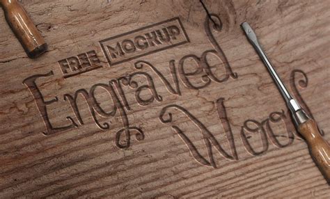 Engraved Wood Mockup With Free Psd Free Logo Psd Free Logo Mockup