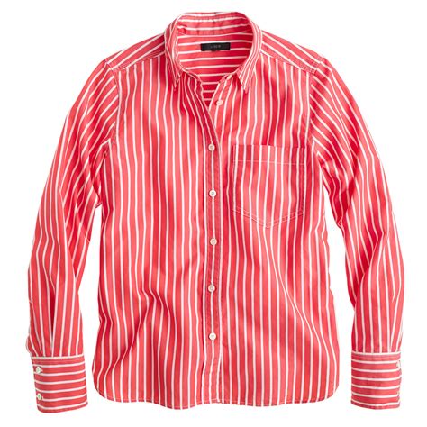 Jcrew Petite Vertical Striped Shirt In Red Bohemian Red Lyst
