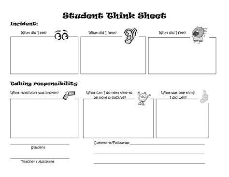 Thinking Sheet For Behaviour School Psychology Resources Teaching