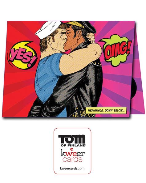 Tom Of Finland Kiss Pow Card Gay Valentines Queer Etsy