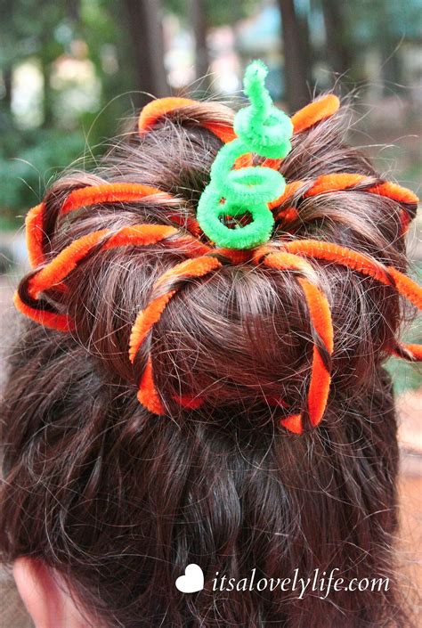 halloween hair style pumpkin top bun halloween hair crazy hair days hair styles