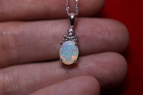 Fire Opal Necklace 925 Sterling Silver Fire Opal Necklace Opal