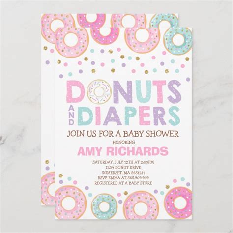 Donuts And Diapers Baby Shower Invitation Zazzle