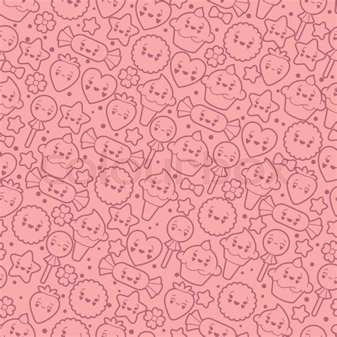 Seamless Kawaii Pattern With Cute Stock Vector Colourbox