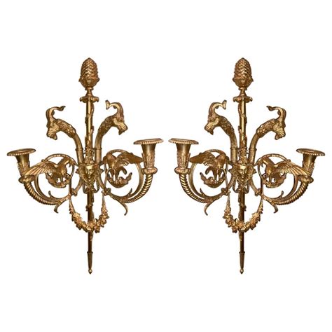 Pair Antique French Louis Xvi Bronze D Ore Two Light Wall Sconces Circa 1880 For Sale At 1stdibs
