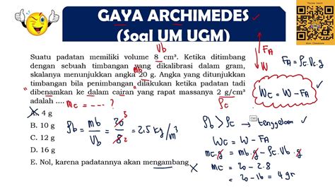 Soal Latihan Um Ugm Gaya Archimedes Fluida Statis Fisika Sma Youtube