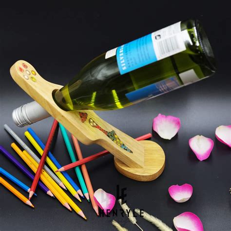 Colored Pencil Wine Bottle Holder With 2 Long Stem Glasses Henry Le