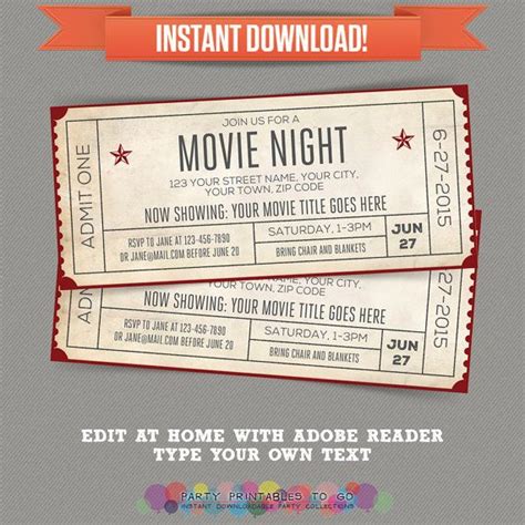Blank Movie Ticket Invitation Template - FREE DOWNLOAD - Aashe