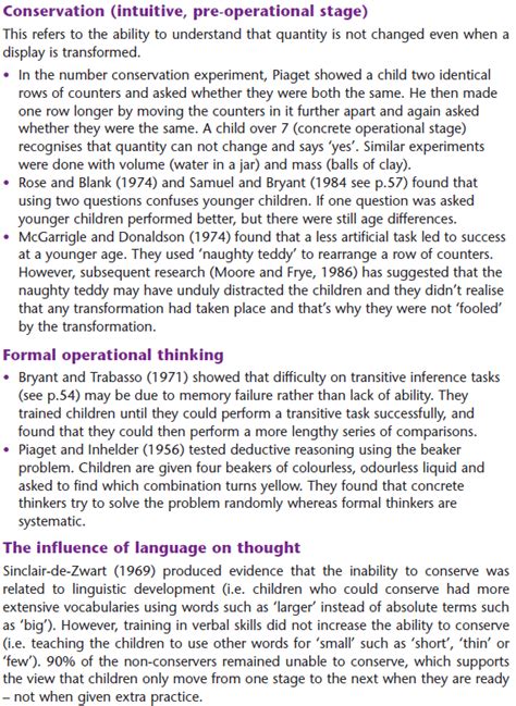 Cognitive Development Piaget S Theory A2 Level Level Revision