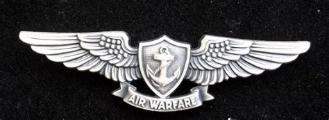 Aviation Air Warfare Specialist Badge Wing Anchor Navy Pin Up Us Naval