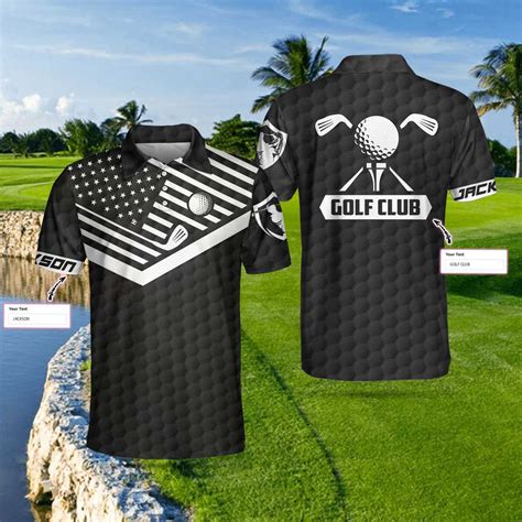 Golf Ball And Golf Club Custom Polo Shirt Personalized Black American