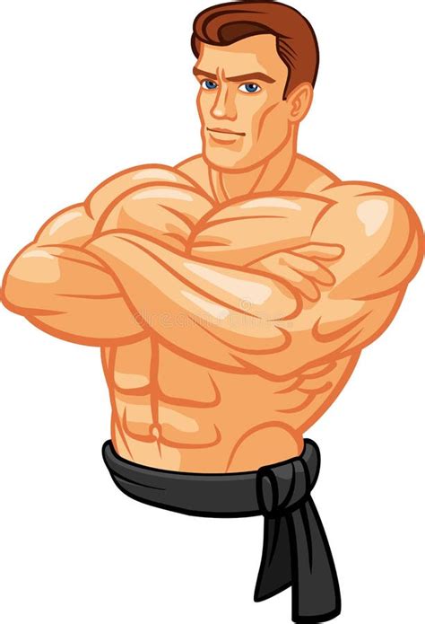 Bodybuilder With Muscular Arms Stock Vector Illustration Of Cartoon
