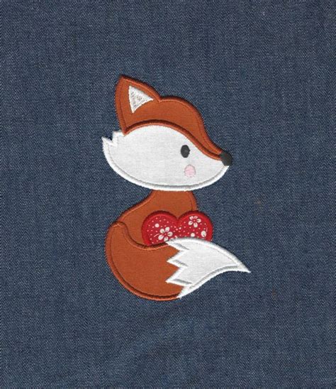 Fox Heart Applique 4 Sizes Applique Embroidery Designs Fox