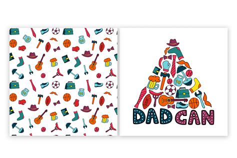 Hence the perfect gift for father's day. Happy Father's Day. Greeting cards and seamless pattern By LiluArt | TheHungryJPEG.com