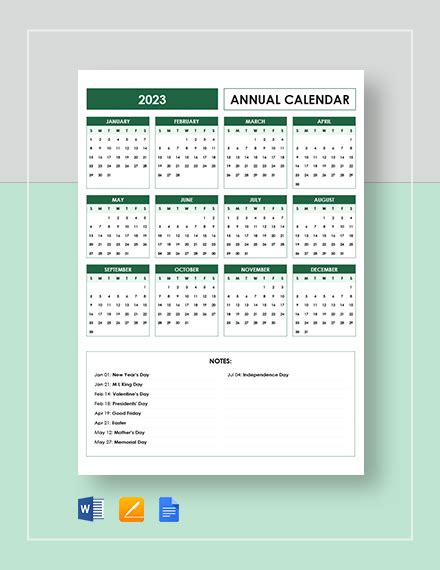 21 Annual Calendar Templates Free Word Pdf Format Download