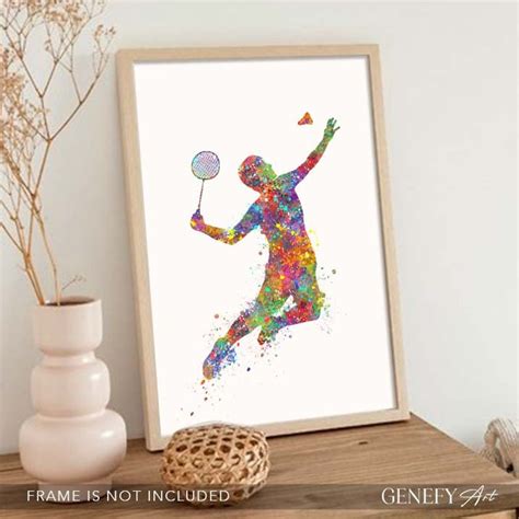 Badminton Watercolour Art Print Badminton Sport Poster Etsy Uk