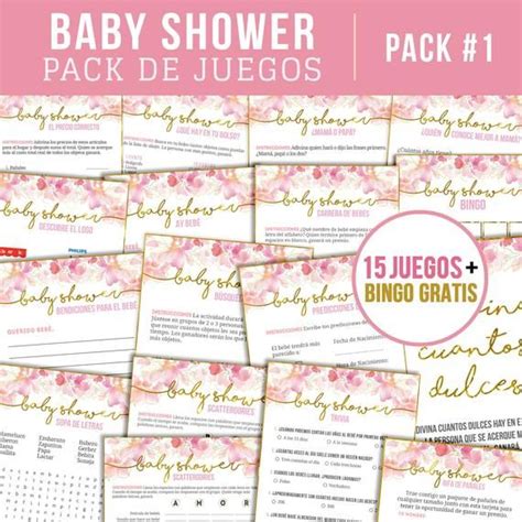 Spanish Baby Shower Games For Baby Girl Pink Floral Design Etsy