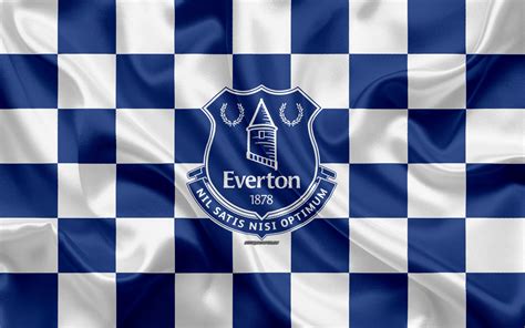 Download wallpapers Everton FC, 4k, logo, creative art, white blue ...