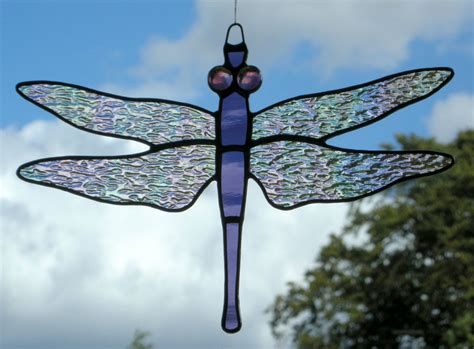 Stained Glass Ornament Dragonfly Iridescent Wings Etsy Stained Glass Ornaments Glass