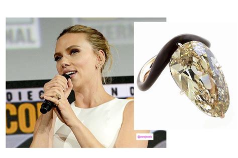 The gorgeous gemstone is set on a distinctive asymmetric band, likely comprised of yellow gold with a. You Don't Want to Miss Scarlett Johansson's Awe-Inspiring ...