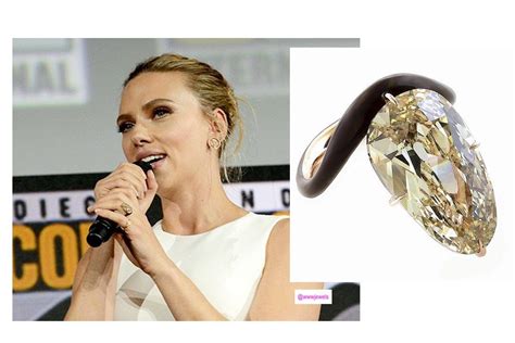 The gorgeous gemstone is set on a distinctive asymmetric band, likely comprised of yellow gold with a. You Don't Want to Miss Scarlett Johansson's Awe-Inspiring ...