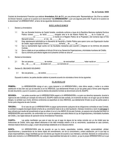 Formato De Contrato De Arrendamiento Financiero Milformatos Vrogue