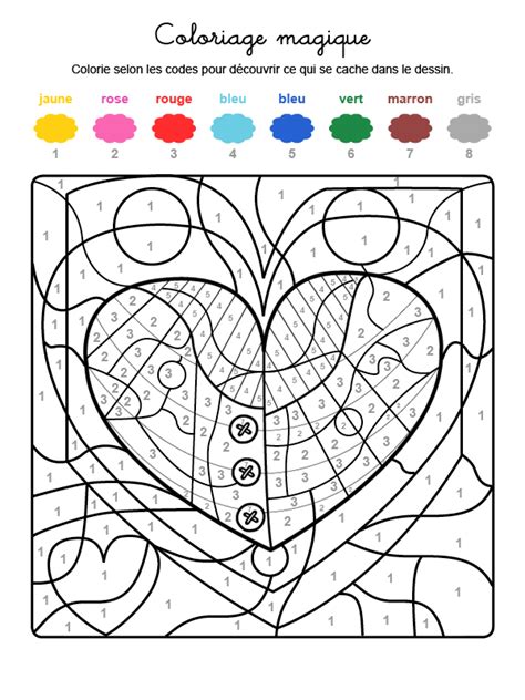 Cette page centralise les différents coloriages magiques du site. Coloriage magique d'amour