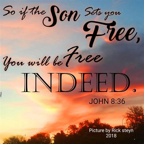 a sunset with the words so if the son sets you free, you will be free ...