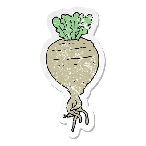 Distressed Sticker Of A Cartoon Root Vegetable Stock Vector