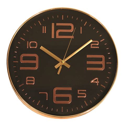 Stylish Copper Coloured Round Wall Clock With Black Face 115