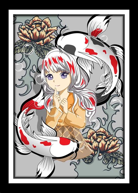 Koi Fish Japanese Anime Poster By Professionaldesigns Displate