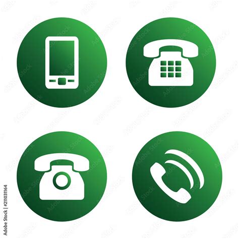 Vector Icon Set Green Phone Icons Mobile Phone Handset Two Types