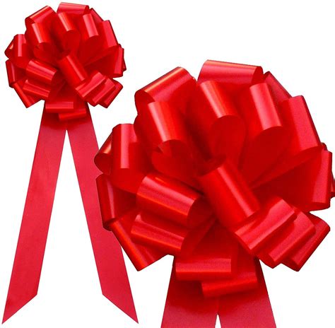 Big Decorative Red Ribbon Pull Bows With Long Tails 9 Wide Set Of 6