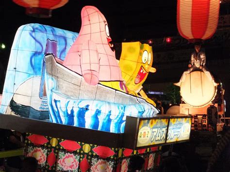 spongebob nebuta festival float tsukuba city japan japan fun fun slide